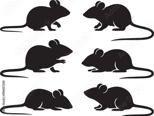 Rat and mice silhouettes. Good use for logo, web icons, symbol, or any design you want.