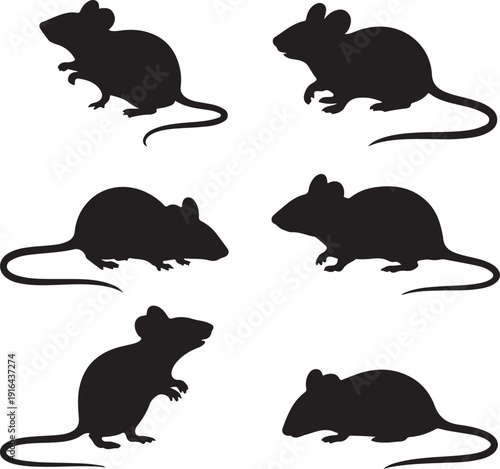 Rat and mice silhouettes. Good use for logo, web icons, symbol, or any design you want.