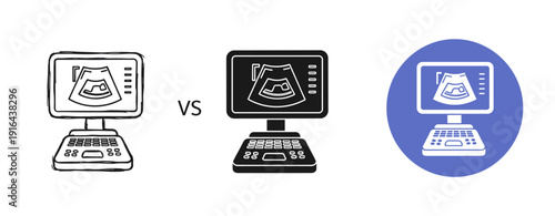 Comparison of ultrasound machine designs: sketch vs digital illustration
