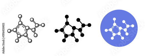 Benzene molecule structure variations: outlines and simple representations