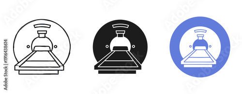 Set of three mri machine icons with varying styles and backgrounds