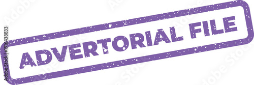 Textured rubber stamp mark featuring Advertorial File ideal for document management and archival purposes