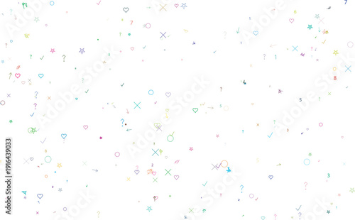 Colorful scattered hand drawn symbols and background