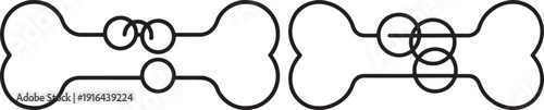 Two stylized bone shapes with interconnected circles, representing connections, relationships, or a playful, artistic concept.