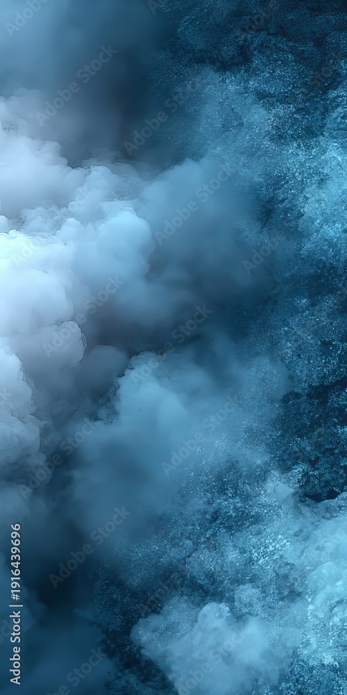 Fototapeta premium Dreamy Abstract Atmosphere with Mystical Blue Haze and Ethereal Cloudscape in a Soothing Light