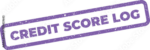 This is a rectangular purple rubber stamp with a textured appearance, signifying a financial history record