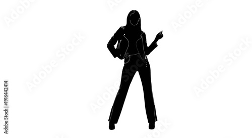 Silhouette of a confident woman standing with one hand on her hip, holding a cigarette in the other