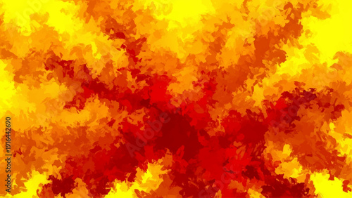 Abstract expressionist painting with vibrant shades of yellow, orange, and red