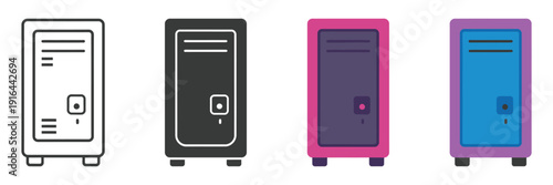 Lockers vector icon set isolated on white background, school and gym storage symbols, modern flat vector illustration