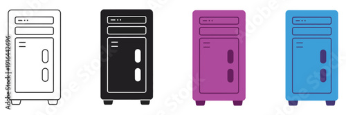 Lockers vector icon set isolated on white background, storage unit and locker room symbols