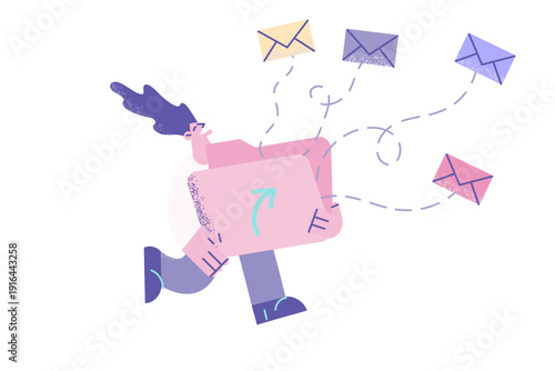 Smiling woman with huge folder shared information