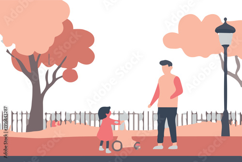 Father and daughter enjoying quality time in a park on a sunny day