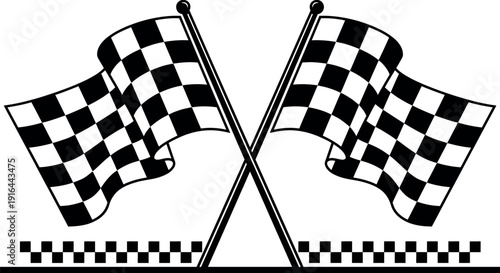 Racing Flags Crossed Checkered Formula 1 Symbols and Motorsport Victory