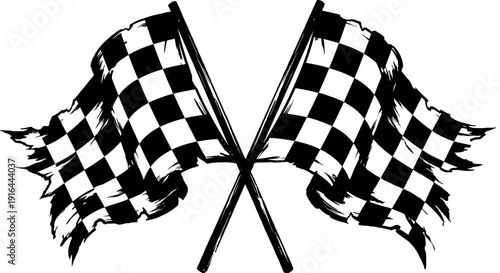Racing Flags Crossed Checkered Formula 1 Symbols and Motorsport