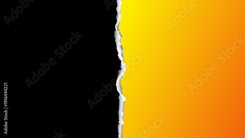 Abstract background featuring a torn edge between black and vibrant orange.