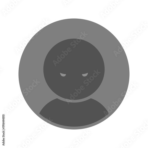 怖い顔で睨む人物の丸いシルエットアイコン - 悪い人や正体不明の人物･犯人･匿名アカウントの素材