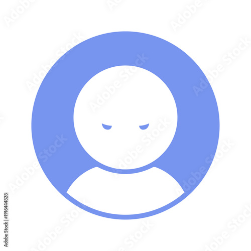 怖い顔で睨む人物の青い円形シルエットアイコン - 悪い人や正体不明の人物･犯人･匿名アカウントの素材