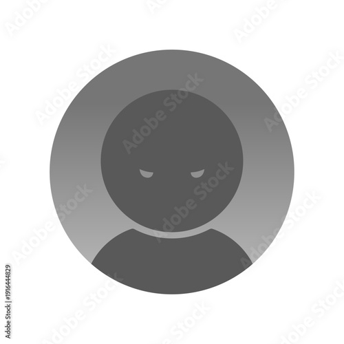 怖い顔で睨む人物の丸いシルエットアイコン - 悪い人や正体不明の人物･犯人･匿名アカウントの素材