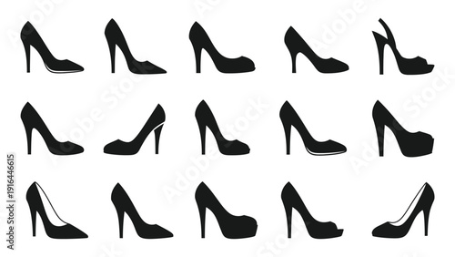 Woman high heel icon silhouette vector illustration isolated