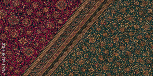 Vintage seamless Thai style fabric texture background featuring an antique gold floral ornament pattern and ancient textile design for elegant wallpaper decor