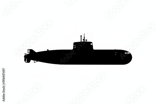 Silent Hunter: The silhouette of a formidable submarine, a symbol of naval power and underwater exploration, cuts through the water, suggesting mystery and technological prowess.