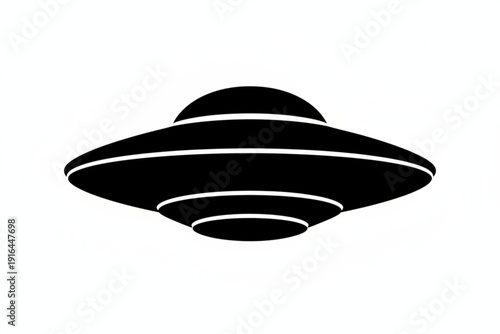 Unidentified Flying Object Silhouette: A sleek, mysterious silhouette of a classic Unidentified Flying Object (UFO) floats against the expanse of the cosmos, stirring curiosity and wonder.