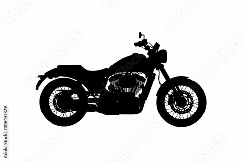 Classic Motorcycle Silhouette: A sleek, black silhouette of a classic motorcycle, perfect for showcasing the power and style of this iconic mode of transportation. 