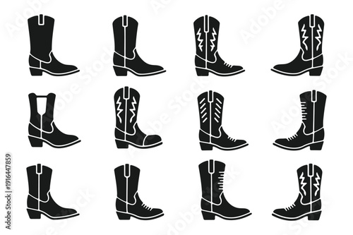 Cowboy Boot icon silhouette vector illustration isolated