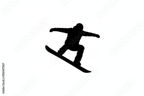 Snowboarder Silhouette: A dynamic silhouette captures a snowboarder mid-air, showcasing the athleticism and freedom of winter sports. 