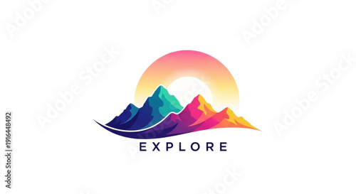 Vibrant mountain landscape with colorful peaks at sunset