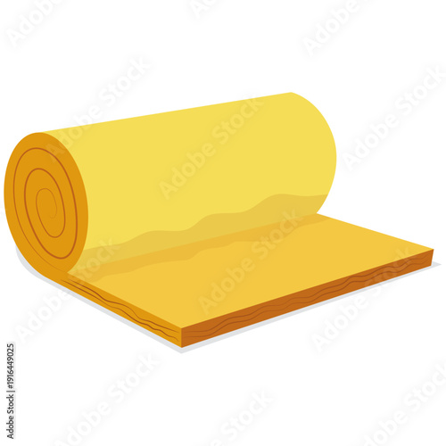 Mineral wool roll, stone wool vector.