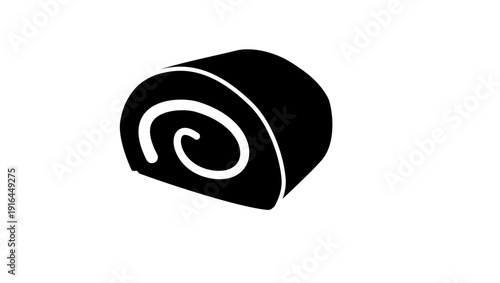 chocolate cake roll, black isolated silhouette