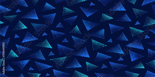Seamless blue abstract background featuring a geometric mosaic of triangular shapes and vector arrows in a professional light-toned wallpaper design