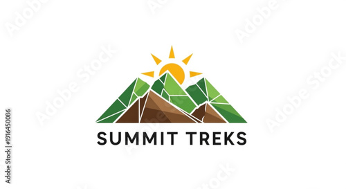 Vibrant mountain landscape with sun and trekking concept