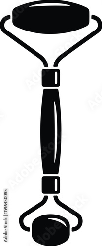 Facial massage roller tool for skincare and wellness silhouette vector illustration