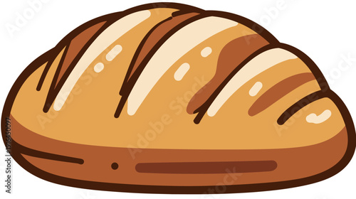 A cartoon illustration of a loaf of bread, with multiple brown, tan, and cream-colored gradients