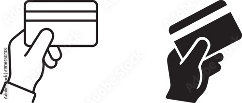 Hand swipe credit card flat icon for online payment apps and ecommerce websites.
