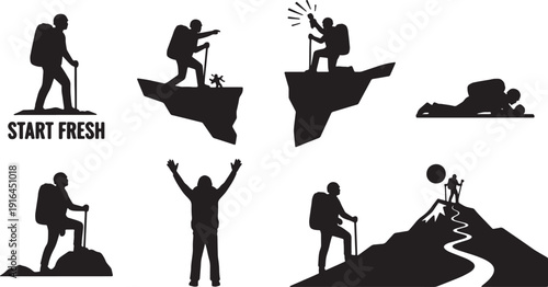 Black Solid Lone Explorer's Journey Progression Silhouettes Set