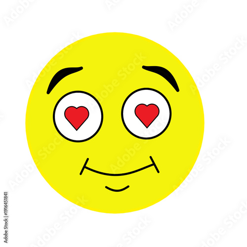 heartin eyes emotion face yellow color heart in eyes lovable