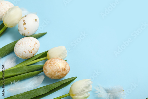 Tulips with Easter eggs and...