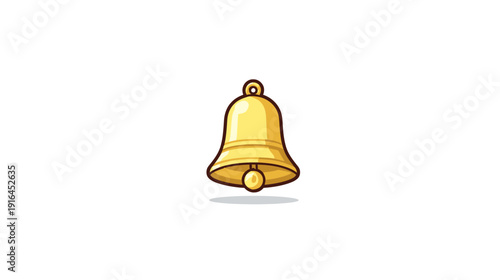 A golden bell illustration, with a pixelated style and a soft shadow, placed against a white backdrop