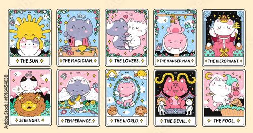 Cute Cat Tarot Cards Set