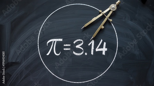 Mathematical representation of pi on chalkboard with compass