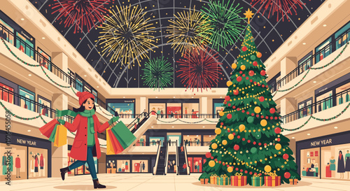 Festive Shopping Spree A Shoppers Delight at the Mall.