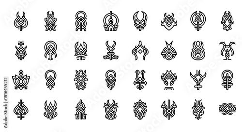 Business automation line editable icon set. Containing process, optimization, robotic integration, business model