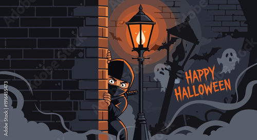 Halloween Night Encounter A Grim Reaper Lurking in the Shadows.