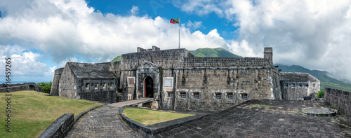 Magnificent ruins of Brimstone Hill Fortress, a UNESCO World Heritage Site in Saint Kitts, Saint Kitts and Nevis, Eastern Caribbean sea
