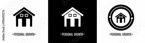 Personal growth logo set. Collection of black and white logos. Stock vector.
