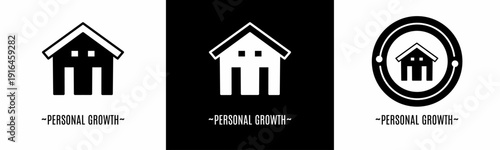 Personal growth logo set. Collection of black and white logos. Stock vector.