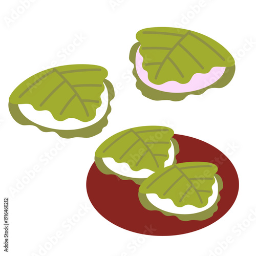 かしわもち　こどもの日シンプル食べ物イラスト素材